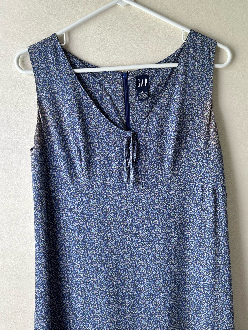 Vintage GAP Sleeveless Midi Dress Cottagecore 90’s Ditsy Floral Periwinkle M - Picture 3 of 12